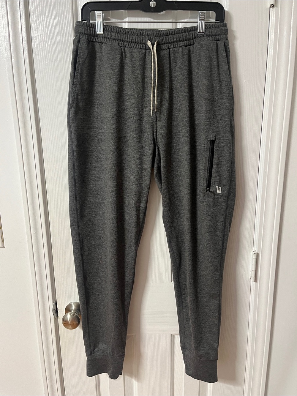 Vuori Dark Charcoal Drawstring Joggers with Zip Pocket
